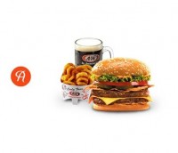 Menu Paket A: Mozza Burger + Fries (French or Curly) + A&W Root Beer A & W Family